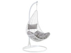 Hanging chair in woven resin - White with grey cushions - Sunmeub 81178ZCMC