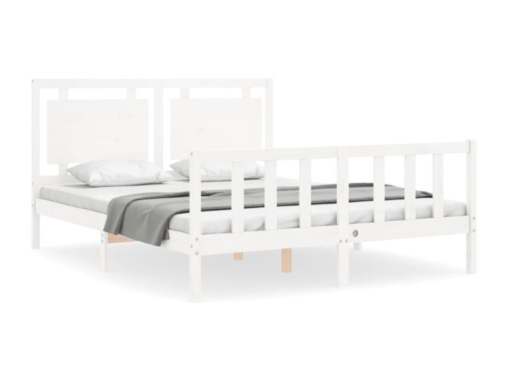 Sunmeub solid wood bed frame with white headboard 16444RGWT