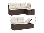 Garden furniture set with cushions, 6 pieces, brown woven resin, 29373FGDQ
