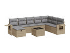 9-piece garden furniture set with cushions, beige woven resin, 23405IFLI