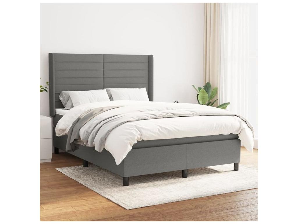 Sunmeub bed base with mattress, dark grey, 140x190 cm, fabric, 65515OGQJ