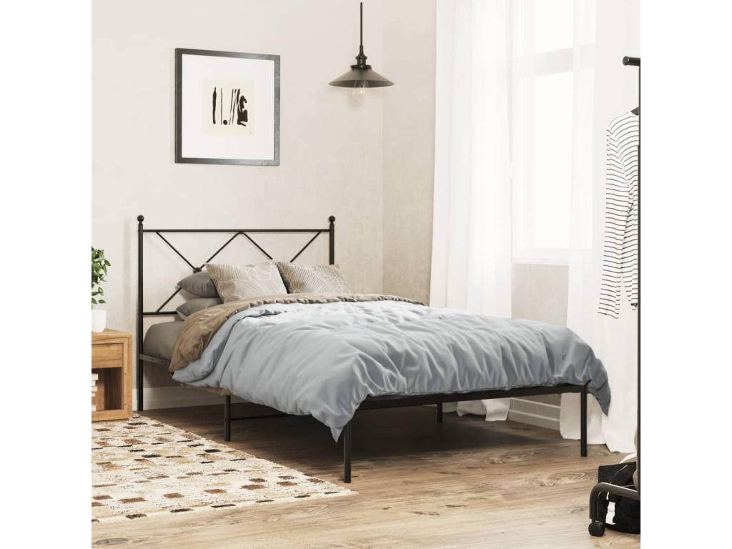 Metal bed frame with black headboard 100x200 cm 76255EZBB