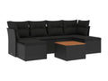 7-piece garden furniture set with cushions, black resin wicker 03780LUGJ