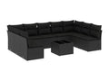 10-piece garden furniture set with cushions, black resin wicker 04999JFJB