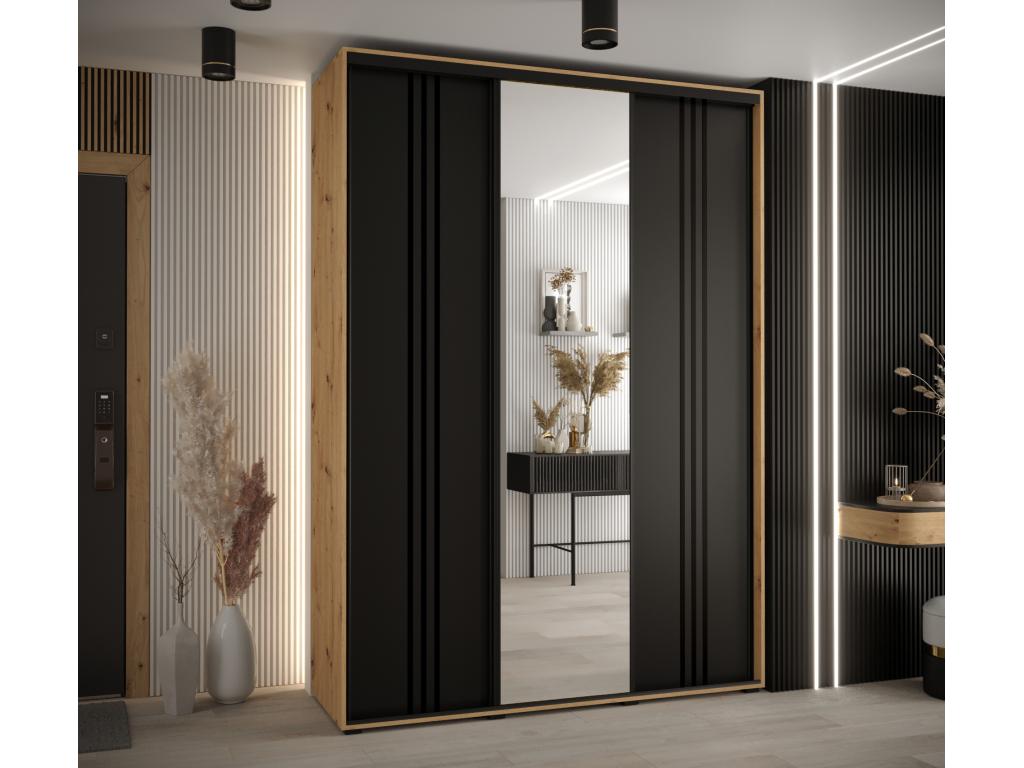 Sunmeub 7 Sliding Door Wardrobe 235.2/180/60 3 Doors Sunmeub/Black/Black 85757ZTME