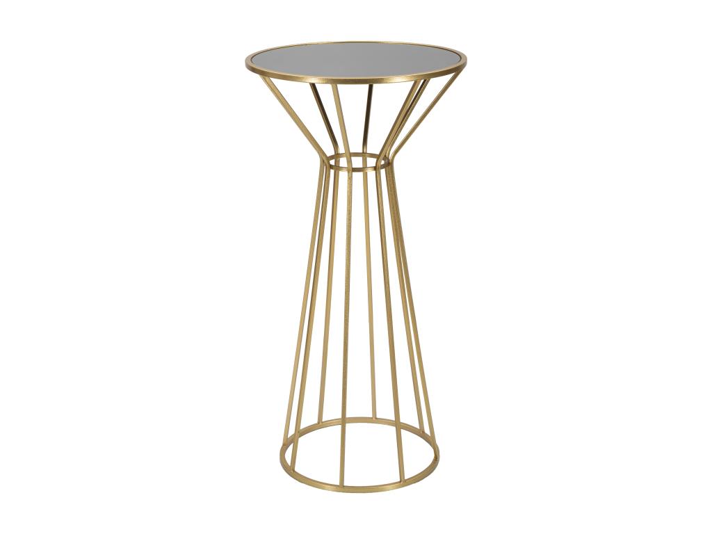 Round gold-tone metal table with mirrored top, 50x100 cm, 71653BWET