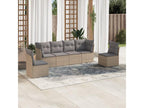 6-piece garden furniture set with cushions, beige wicker resin, 59462GIKL