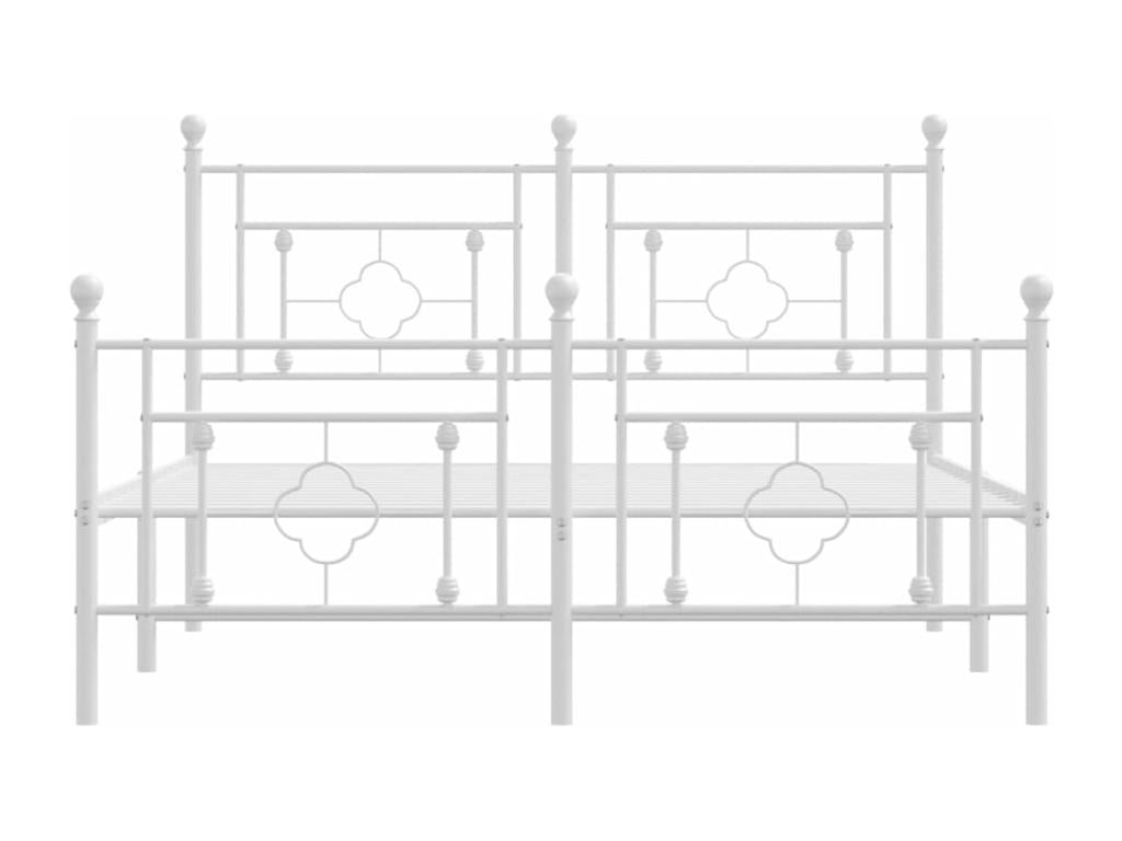 Metal bed frame with headboard and footboard, white, 140x190 cm, 31695QCPV