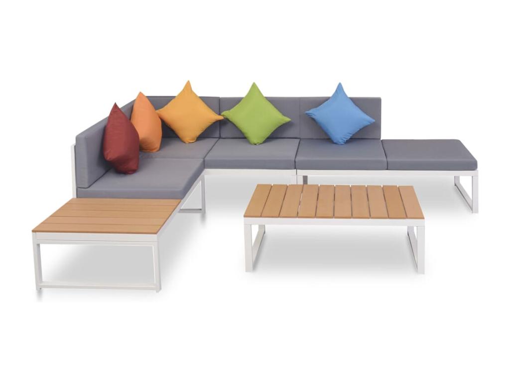 4-piece garden furniture set with cushions, aluminum and Sunmeub 59216VDWQ