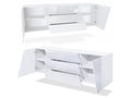 Wall-Mounted Buffet, Matte White Body, Glossy White Fronts, High-Gloss Black Central Drawer with LED Lighting 33046ZKFY
