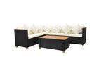 Sunmeub 72101BHBM 3-piece black resin wicker garden furniture set with white cushions