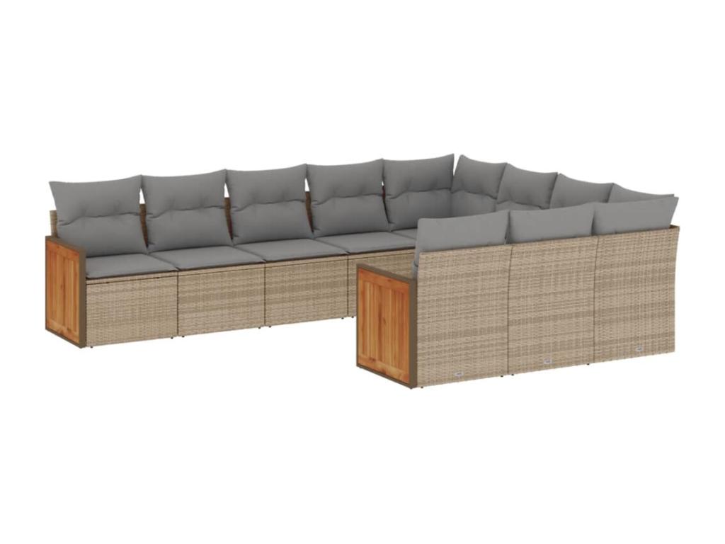 10-piece beige resin wicker garden furniture set with cushions 76958ZSVF