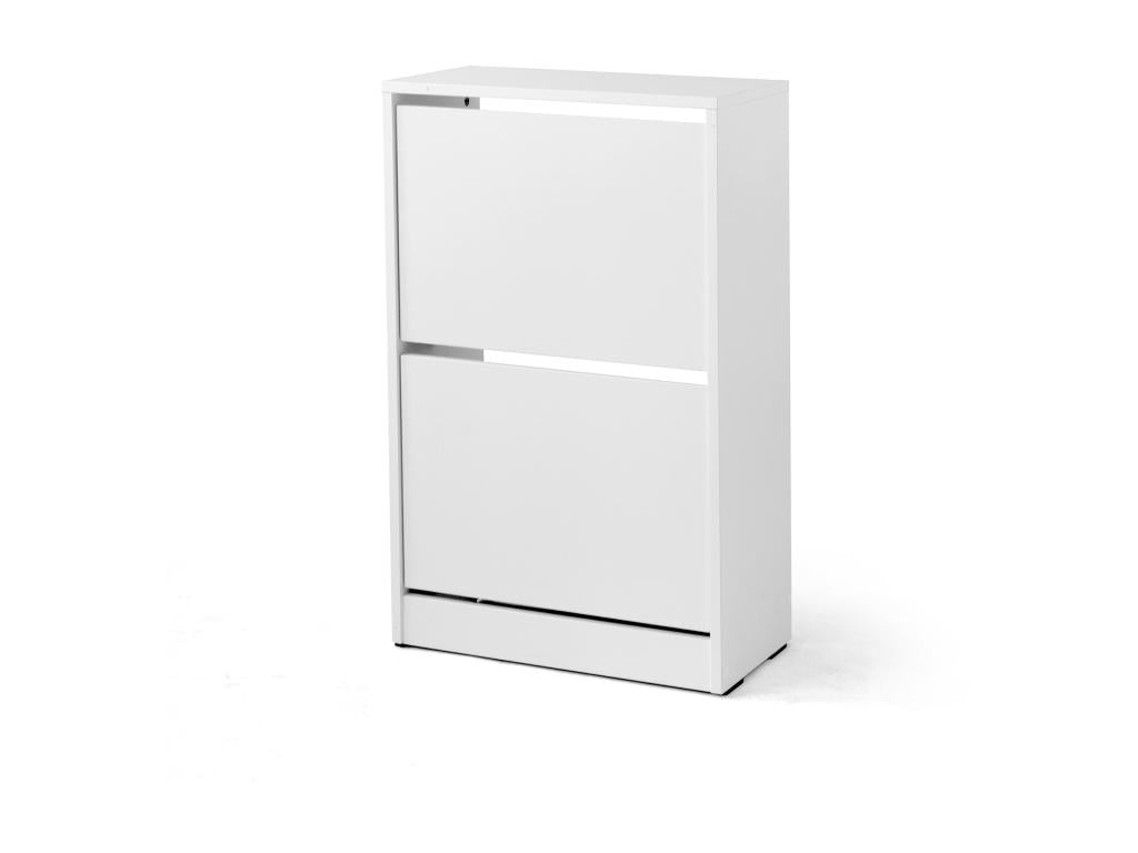 Shoe cabinet with 2 sliding doors, 83x51x26 cm, white - Sunmeub 64915AFQX