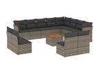 13-piece garden furniture set with cushions, grey wicker resin, 66232PKGM