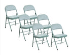 Set of 6 folding velvet and metal chairs - Almond green - Homeboisstore 15299QYDW