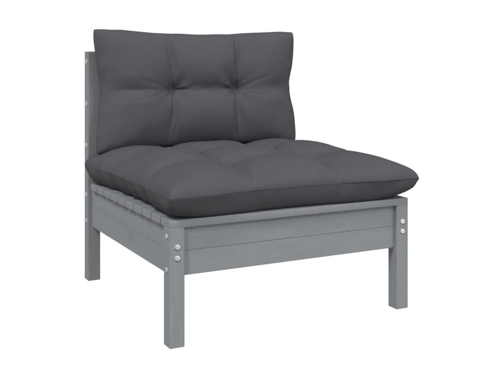 11-piece garden furniture set with grey cushions, solid pine wood 80288GIKE