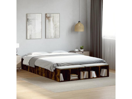 Smoked oak bed frame 140x200 cm engineered wood 86866TJWL