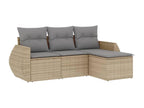 4-piece garden furniture set with cushions, beige woven resin, 73833KMXH