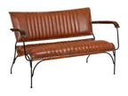 Metal and brown leather bench 127x71x76h 99029NTPA