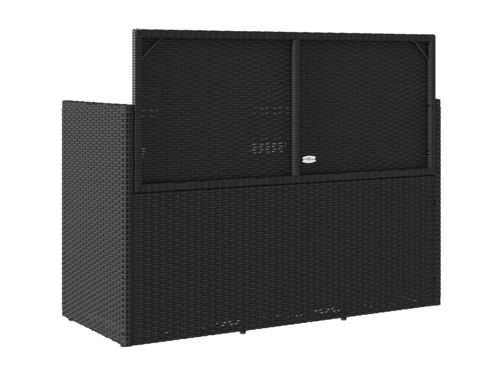 Garden bench with cushions, black woven resin, 25524UGHE