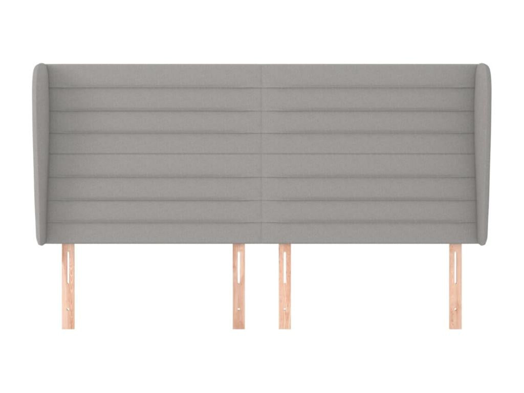 Headboard with wings, light grey, 183x23x118/128 cm, fabric, 18354GGFO