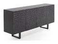 4-door sideboard in mango wood with black crocodile leather imitation finish 67206QZQQ