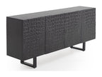 4-door sideboard in mango wood with black crocodile leather imitation finish 67206QZQQ