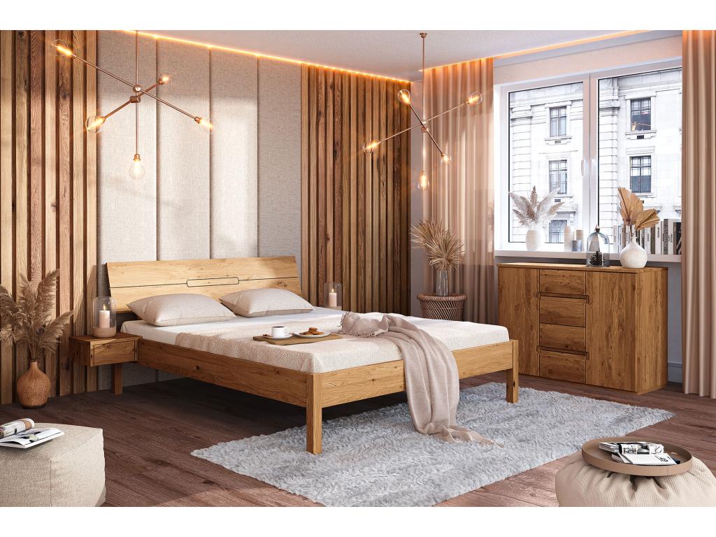 VENTO - Bed with headboard in natural oiled wild oak wood 120x200 32756UDQA