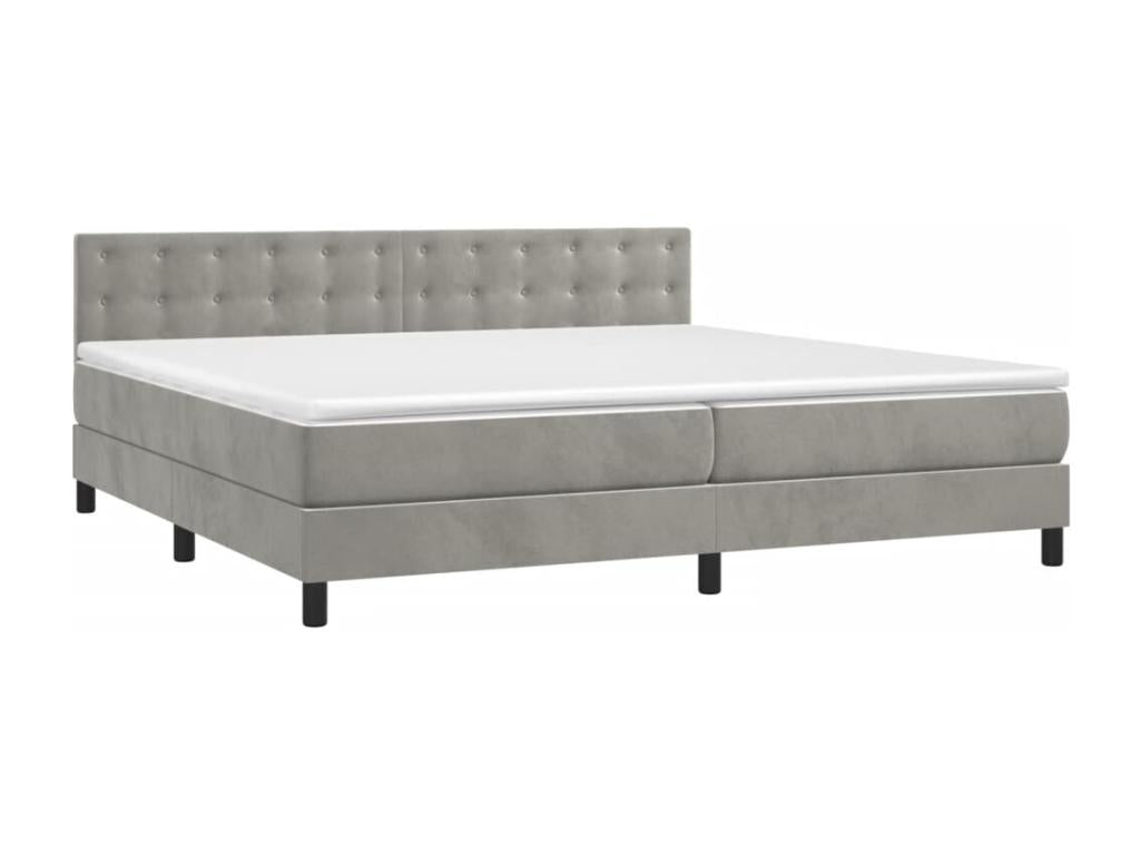 Sunmeub bed base and mattress, light grey, 200x200cm, velvet, 69265NHLY