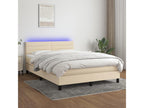 Homeboisstore bed base with LED mattress, Cream, 140x200 cm, Fabric, 43400ZMUH