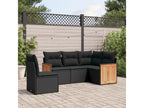 5-piece garden furniture set with cushions, black resin wicker, 24326TQKV