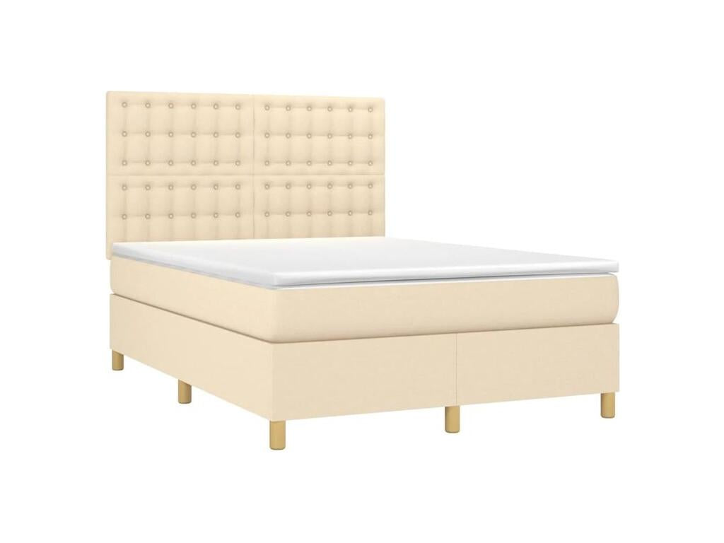 Sunmeub bed base and mattress with LED lighting, Cream, 140x200 cm, Fabric, 59860AKEZ