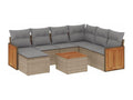 8-piece garden furniture set with cushions, beige wicker resin, 85744MGWZ