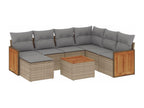 8-piece garden furniture set with cushions, beige wicker resin, 85744MGWZ