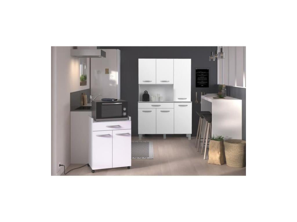 Sunmeub 120cm Sideboard - 1 Drawer and 6 Doors - W 120 x D 40 x H 185 cm - White 38168RCNS