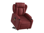 Reclining massage chair, burgundy red faux leather, 43556DSLZ