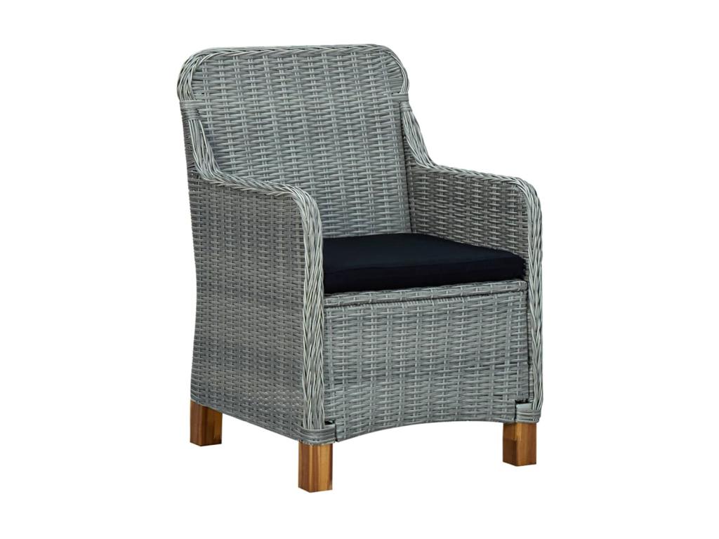 Garden chairs with cushions, 2 pcs, woven resin, light grey, 2 43703HQER