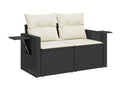 8-piece garden furniture set with cushions, black resin wicker, 22546VWVY