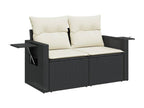 8-piece garden furniture set with cushions, black resin wicker, 22546VWVY