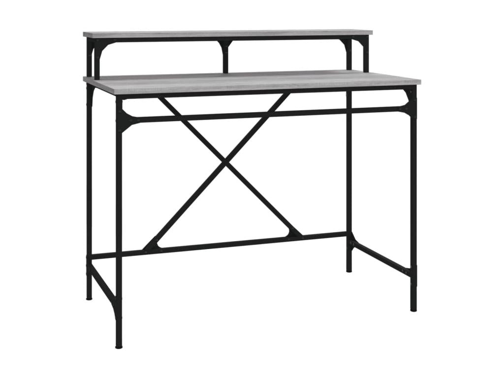 Sunmeub Grey Desk 100x50x90 cm Engineered Wood and Iron 90008PCCG