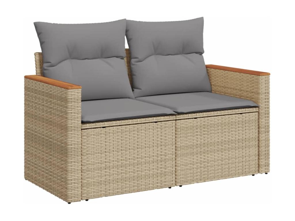 10-piece garden furniture set and cushions, méSunmeub beige woven resin, 69760HGCM