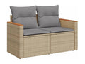 10-piece garden furniture set and cushions, méSunmeub beige woven resin, 69760HGCM
