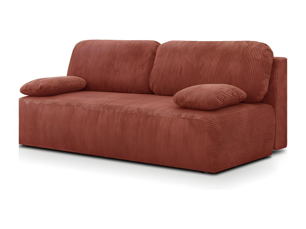 3-seater convertible sofa with storage compartment in rust-colored corduroy - Homeboisstore 63465IESE