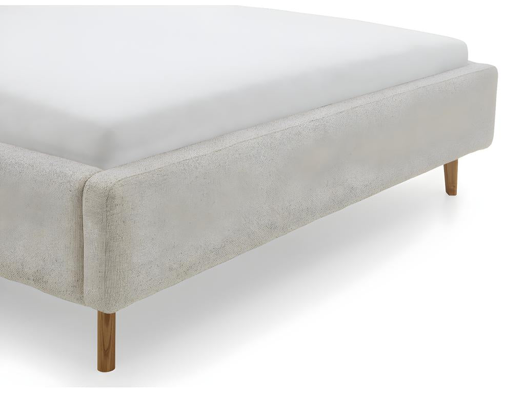 Upholstered adult bed 140x200cm with beige fabric headboard -L- 160 xW- 218 xH- 105cm 04789PRPL