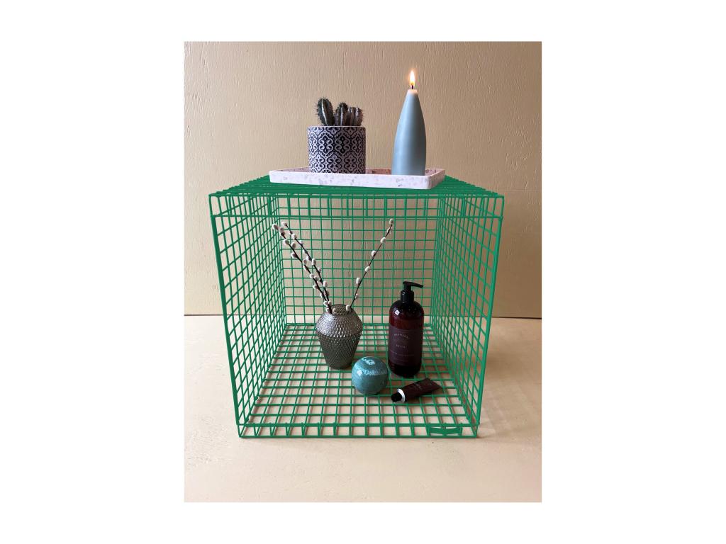 WIRE CUBIC - Green Metal Side Table 40418UDNZ