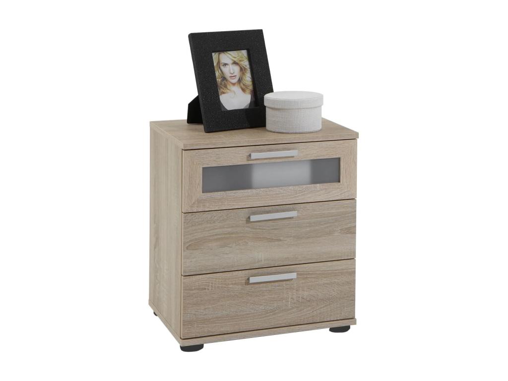 Bedside table with 3 drawers, Oak 49873VVQD