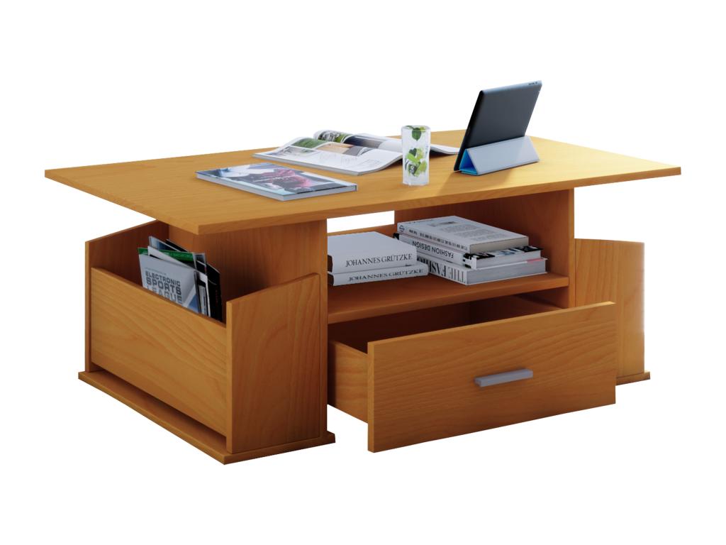 Sunmeub Wooden Side Table, Coffee Table, Living Room Table, Drawer, Beech 37918XEBZ