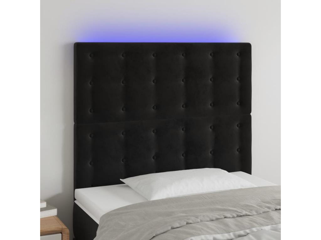 Black LED Headboard 90x5x118/128 cm Velvet 69854QEIV