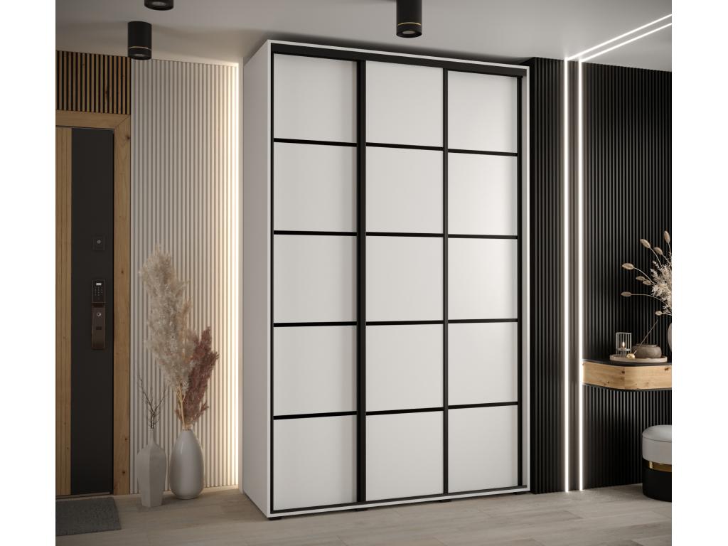 Sunmeub 4 Sliding Door Wardrobe 235.2/150/60 3 Doors White/White/Black 11472ZPHM