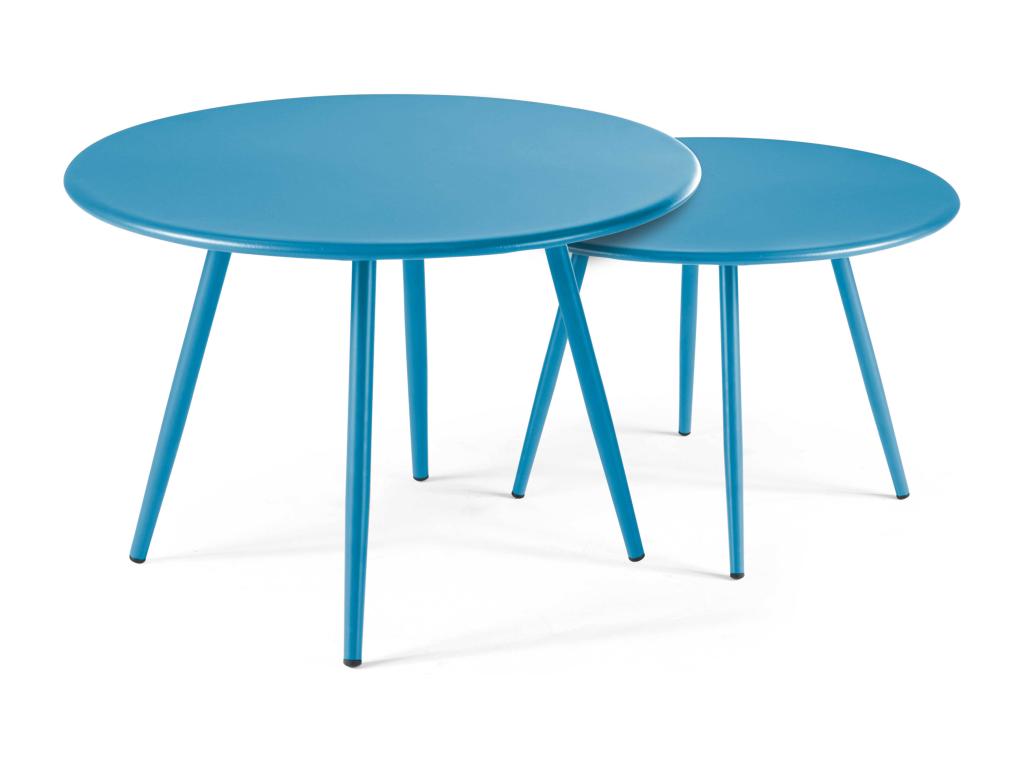Set of 2 Sunmeub 79542YASD blue steel garden coffee tables